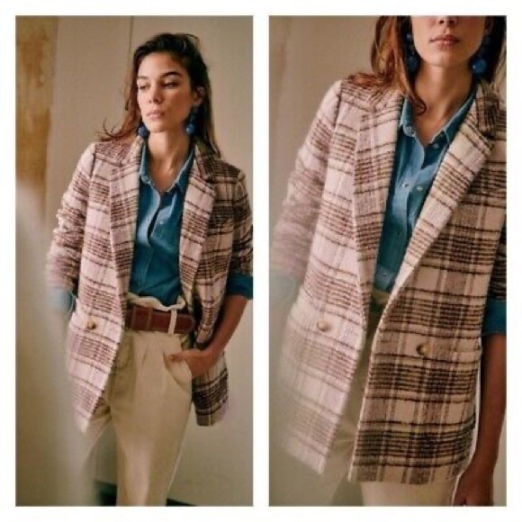 NWT Sezane Barthes Coat Boston Plaid sz36 - Picture 3 of 7
